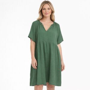 Old Navy Womens Demi Swing Midi Dress Size XL Green Gauzy V Neck Pockets Boho